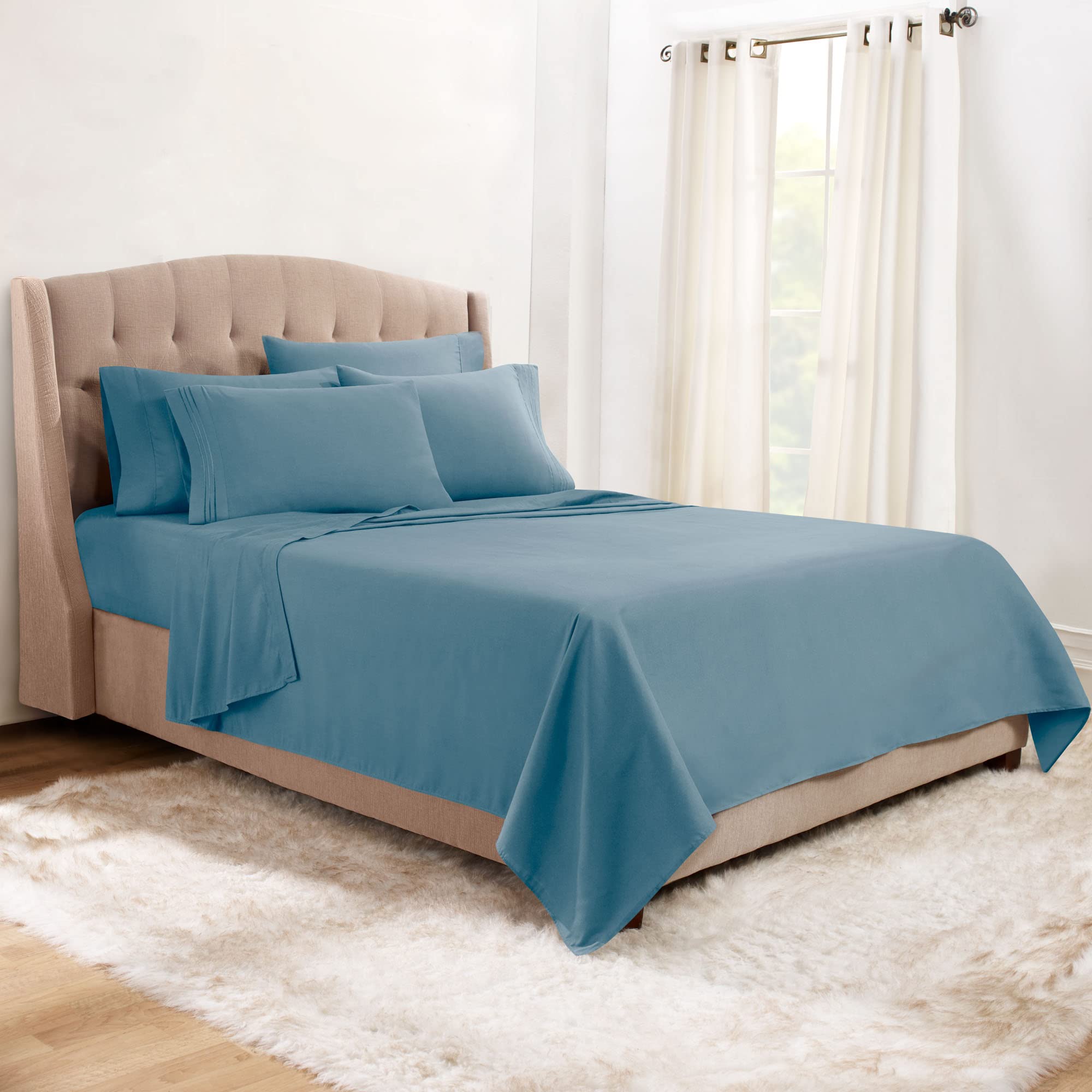 Clara Clark Twin Sheets, 5 Piece Set - Hotel Luxury Sheets For Twin Size Bed, Super Soft Bedding Sheets & Pillowcases, Twin Size Sheets, Blue Heaven