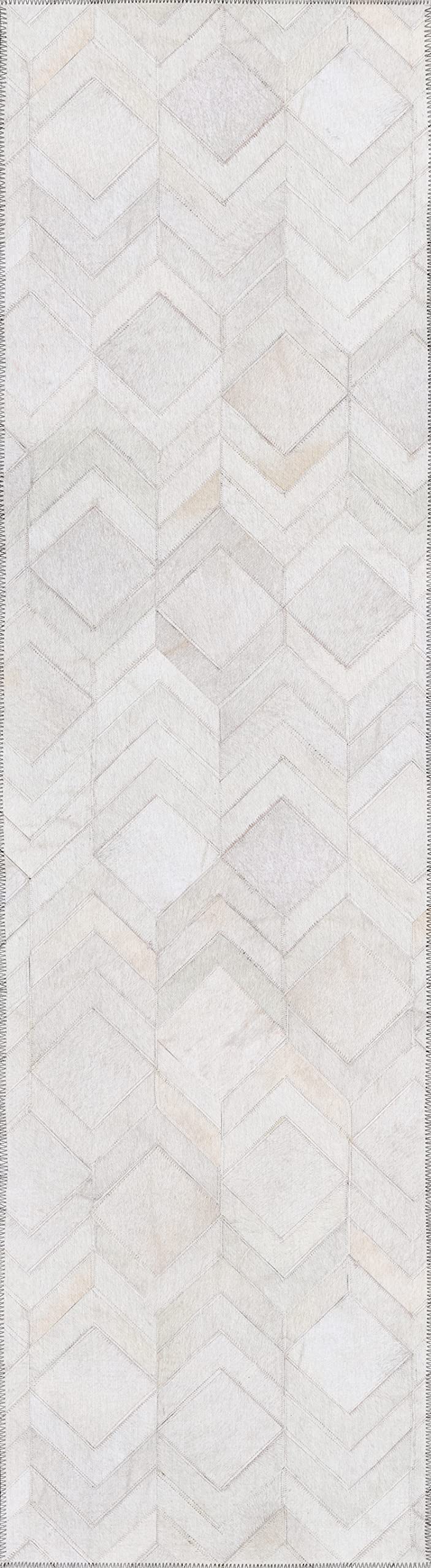 Addison Rugs Laredo Alr35 Ivory Washable 2'3" X 7'6" Indoor Outdoor Hallway Runner Rug, Stain Resistant Washable Kitchen Area Carpet For Bathroom, Entry, Patio, Laundry And Bedroom Rug