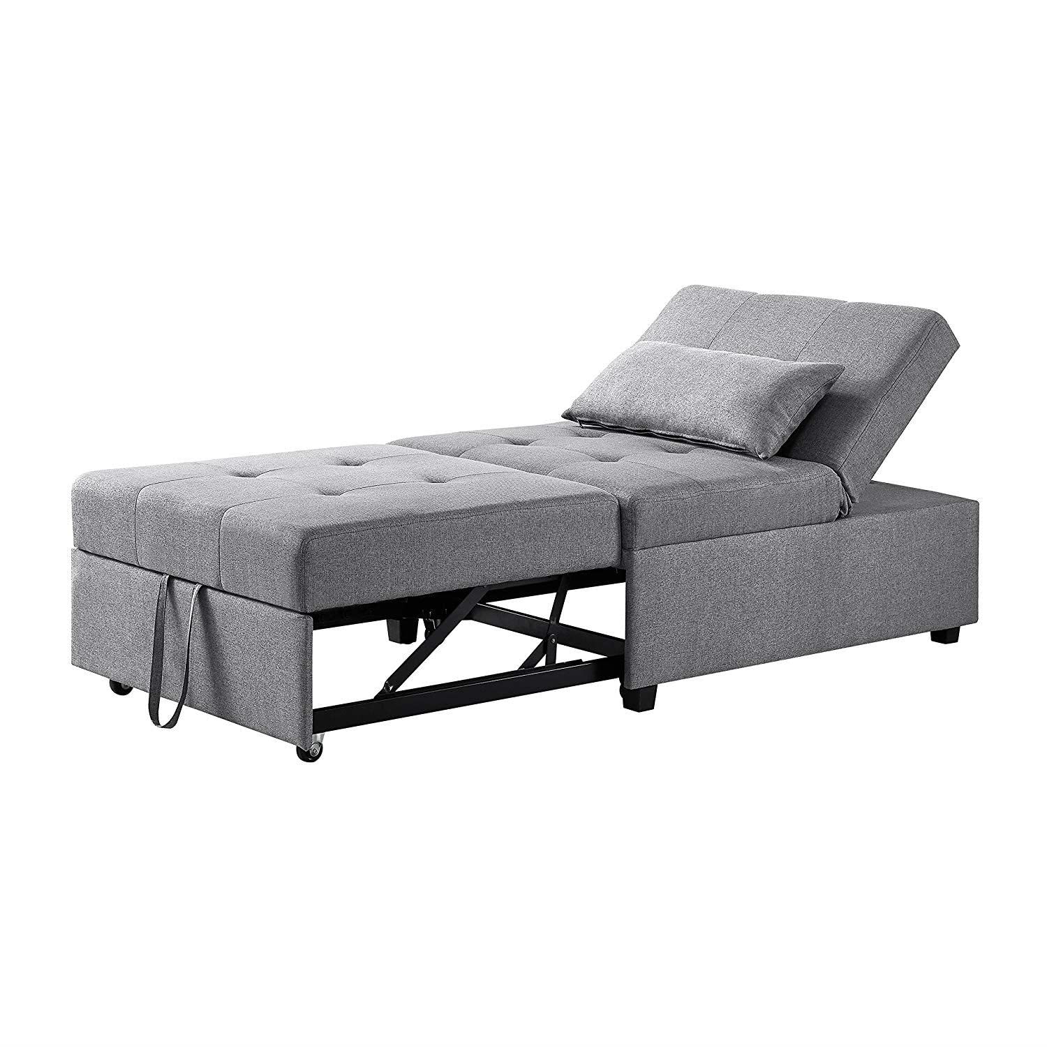 Powell Furniture Boone Convertible Sofa Bed Sofabed, 31.125L x 43.75W x 17.875H, Gray