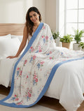 Elan Dreams Fallalen Reversible Single Bed Border Dohar Quilt Comforter Blanket Lightweight All Weather (Multicolor Floral 01)