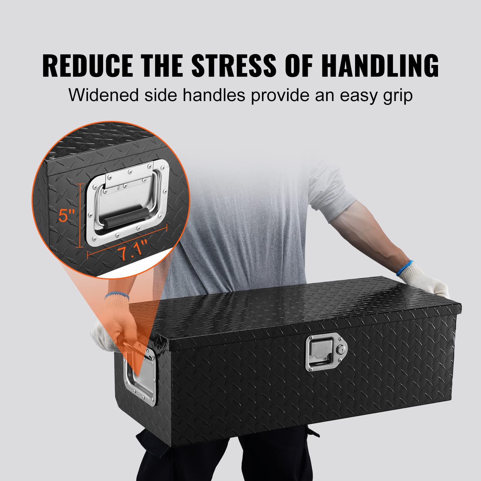 VEVOR Truck Bed Tool Box Black Aluminum 30"x13"x9.6" JL-TB19-1