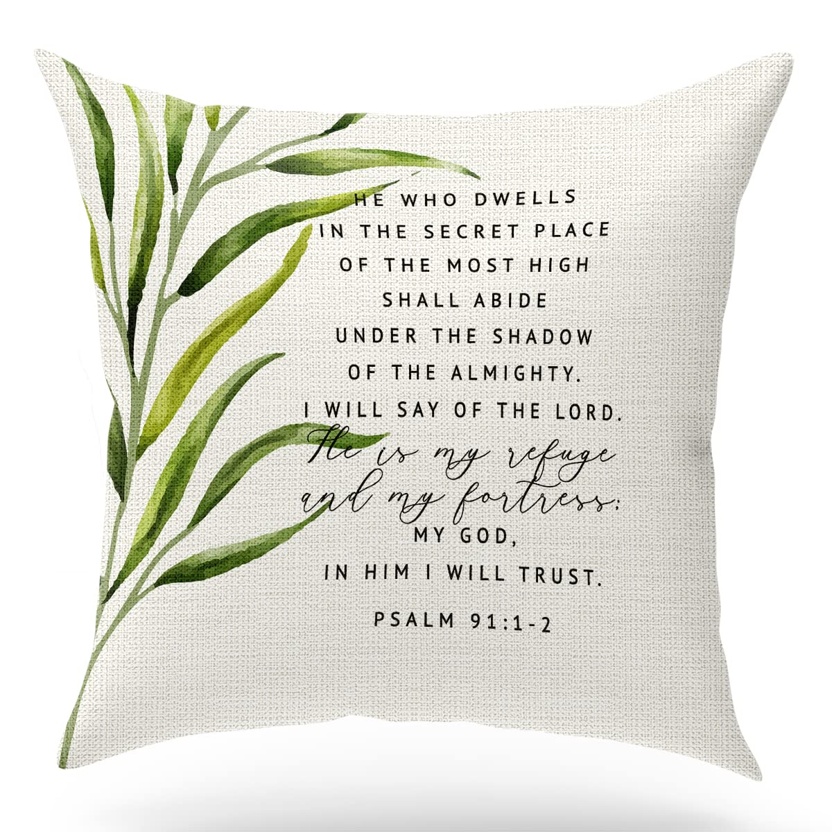 Kongmotree Bible Verse Throw Pillow Case, Blessing Gift, Scripture Art, Scripture Sayings, Bible Quote, Psalm 91:1-2, Church Gif