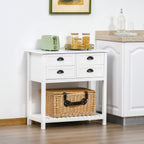 Homcom Coffee Bar Cabinet, Sideboard Buffet Cabinet, Kitchen Cabinet With 4 Drawers And Slatted Bottom Shelf For Kitchen, Living Room, White