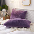 Uhamho Set Of 2 Faux Fur Throw Pillow Covers Soft Velvet Decorative Pillowcases Zipper Closure (Purple, 20'X36')