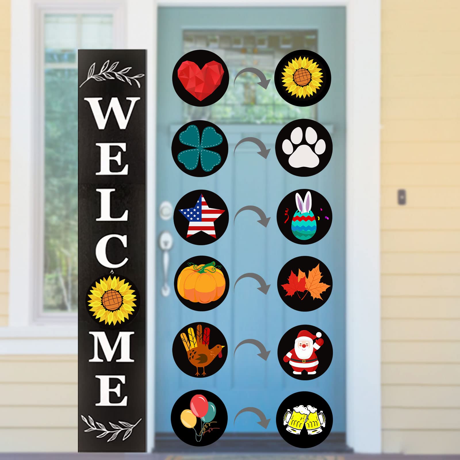 Lotkey Interchangeable Welcome Sign For Front Porch Standing