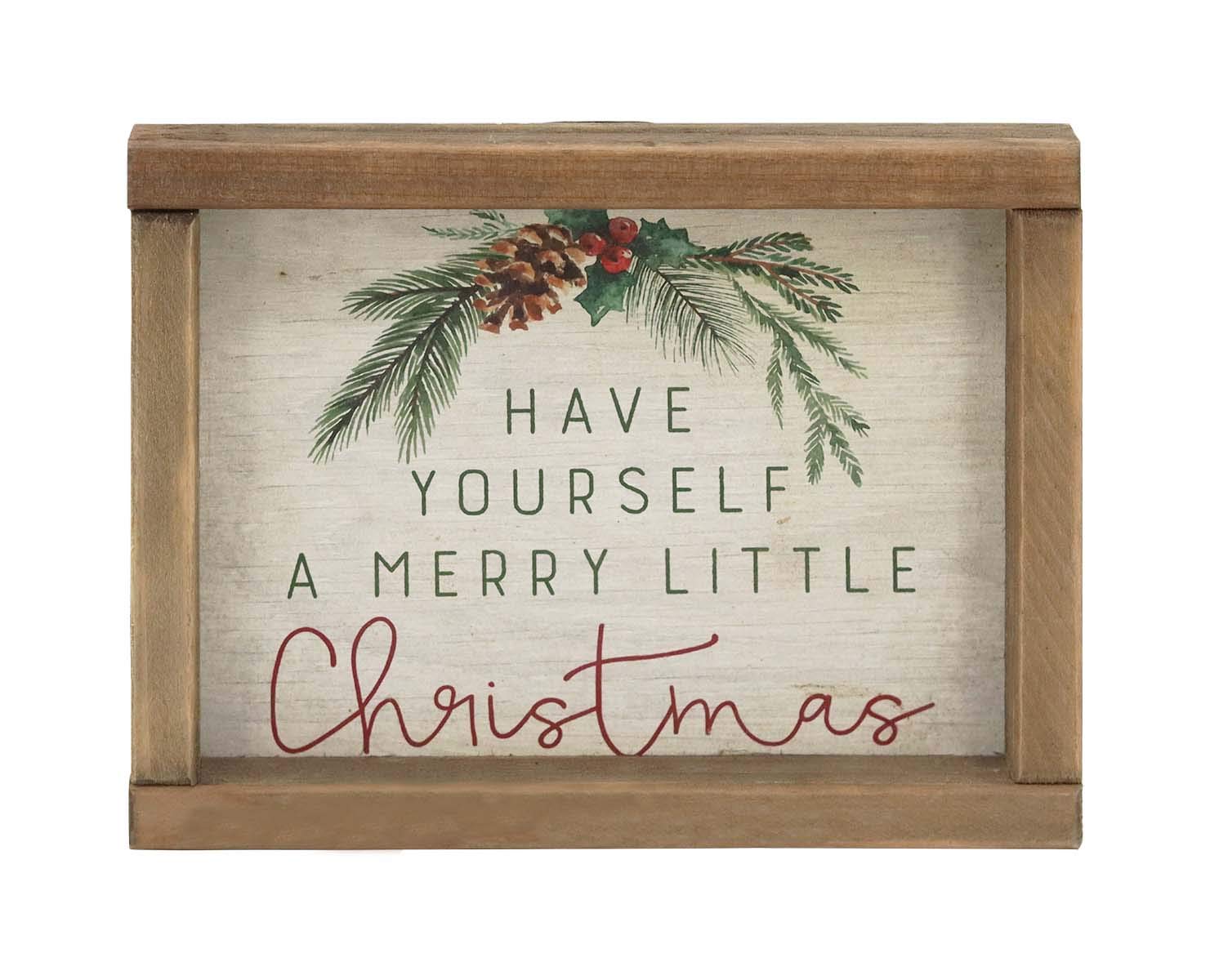Have Yourself a Merry Little Christmas Mini Wood Tabletop Sign, Retro Christmas Freestanding Decor