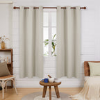 Deconovo Grommet Blackout Curtains For Living Room, Room Darkening Thermal Insulated Window Curtain, Light Beige, 42X63 Inch, 1