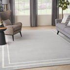 Nourison Essentials Indoor/Outdoor Grey/Ivory 9' X 12' Area -Rug, Easy -Cleaning, Non Shedding, Bed Room, Living Room, Dining Ro