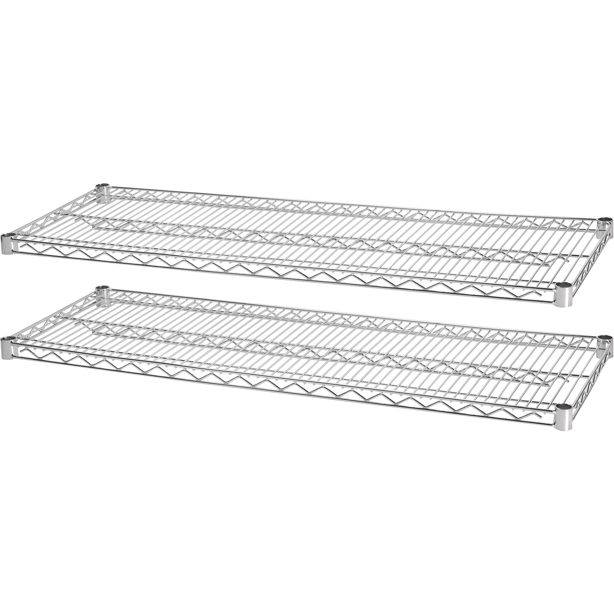 Lorell® Industrial Wire Shelving Extra Shelves, 48&quot; W X 18&quot; D, Chrome, Set Of 2