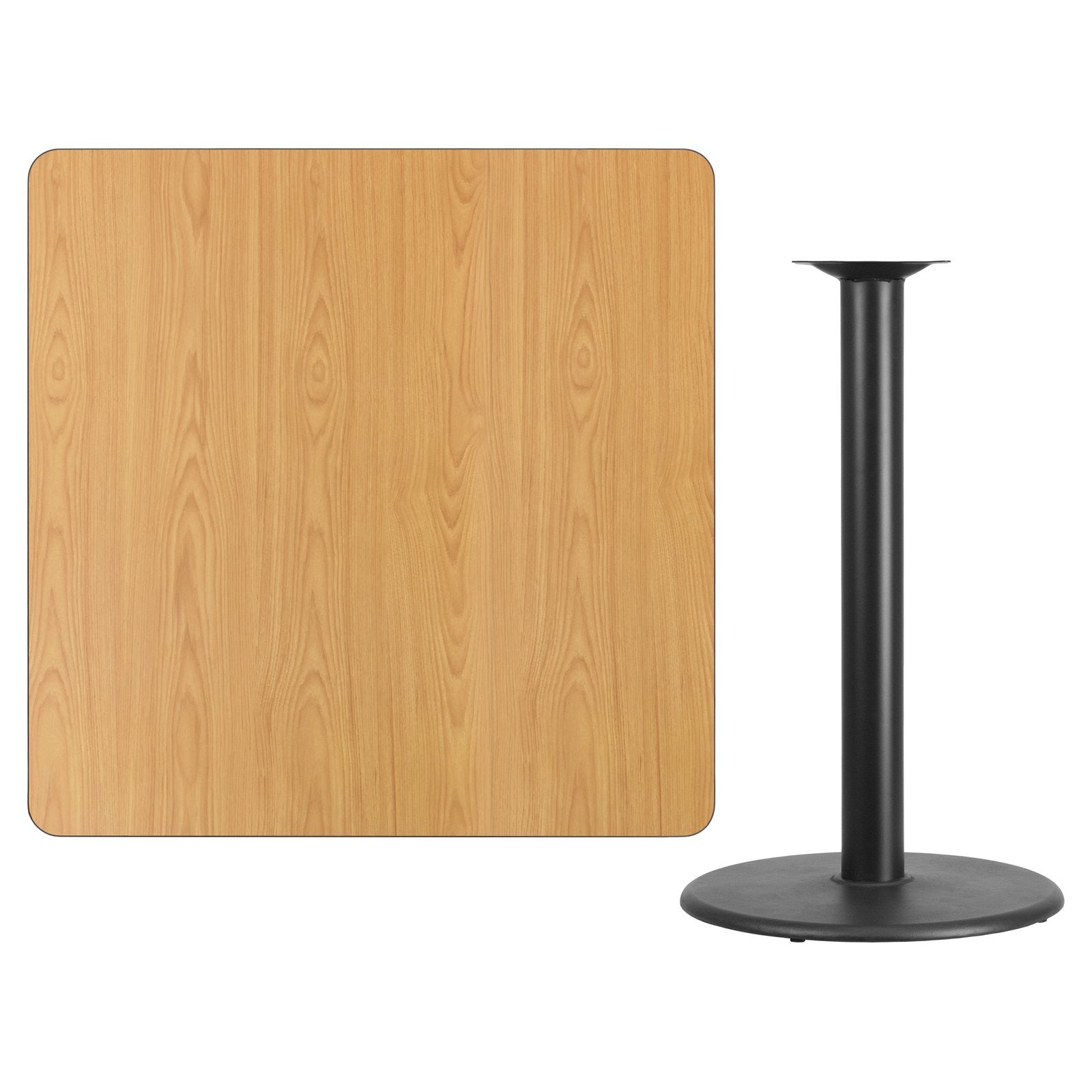 Flash Furniture 42'' Square Walnut Laminate Table Top With 24'' Round Bar Height Table Base