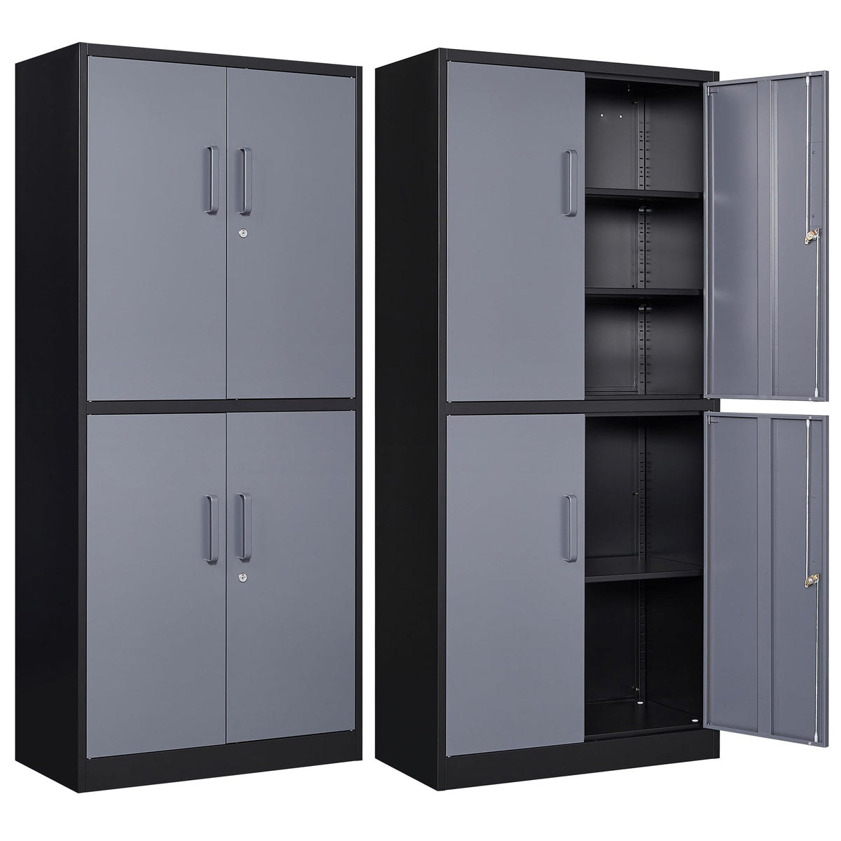 Letaya Metal Storage Cabinets With Lock Door And Shelves, Steel Garage Tool Cabinets For Home,Office, Warehouse,Lockers(71'-Bla