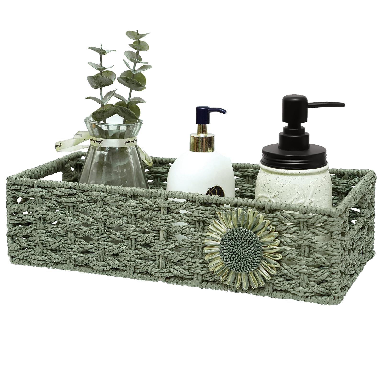 DUOER Toilet Paper Basket for Tank Top Bathroom Baskets for Organizing Bathroom Tray for Counter Storage Basket for Bathroom Org