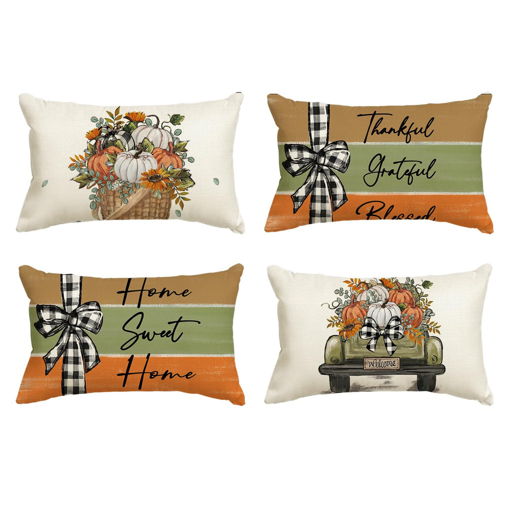 AVOIN colorlife Fall Pumpkin Truck Sunflowers Home Sweet Home Throw Pillow Covers, 12 x 20 Inch Autumn Thankful Grateful Blessed