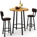 Recaceik 3 Piece Pub Dining Set, Modern Bar Table and Stools for 2 Kitchen Counter Height Wood Top Bistro Easy Assemble for Brea