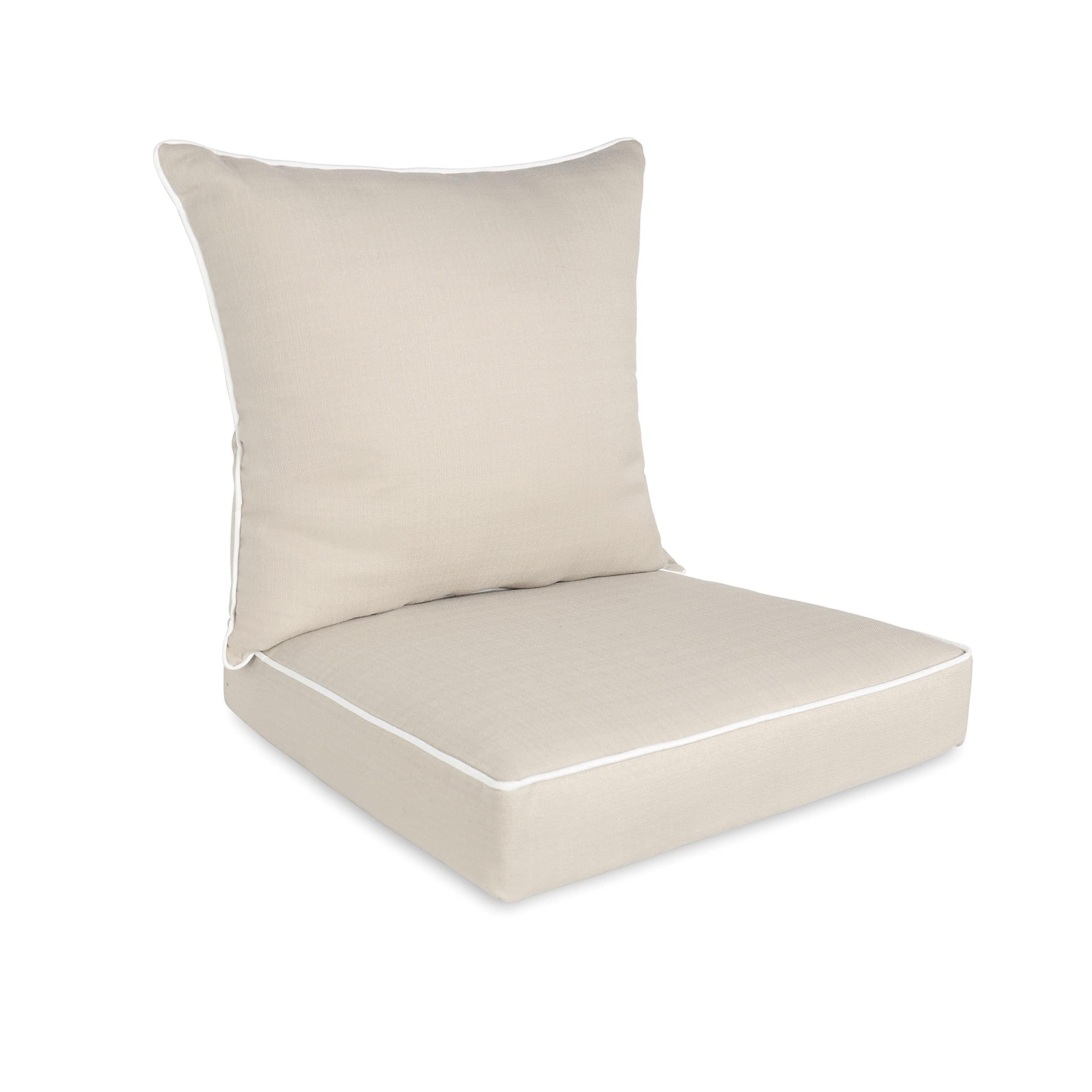 Suntastic O'Linen Outdoor/Indoor 2-Piece Deep Seat Cushion Set For Patio Furniture, Linen