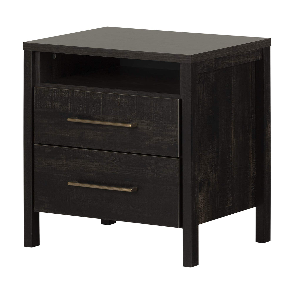 South Shore Gravity Nightstand, Rubbed Black