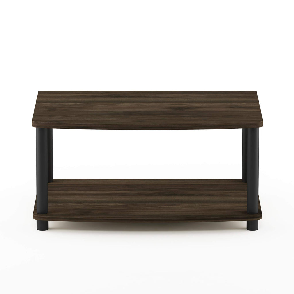 Furinno Turn-N-Tube No Tools 2-Tier Elevated TV Stand, Plastic Round Tubes, Columbier Walnut/Black