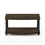 Furinno Turn-N-Tube No Tools 2-Tier Elevated TV Stand, Plastic Round Tubes, Columbier Walnut/Black
