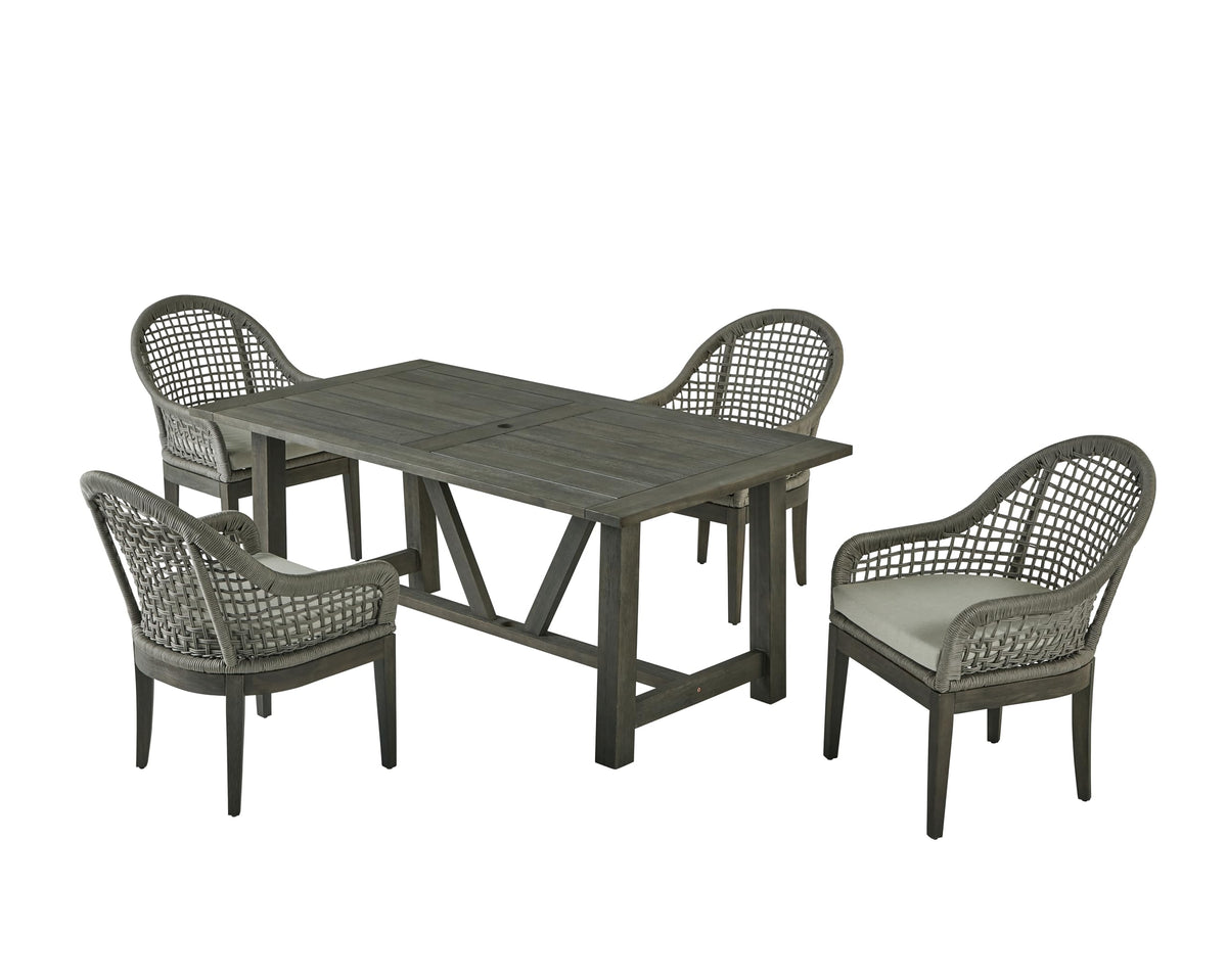 Best Quality Furniture D1005 Outdoor Dining Set, 1 Table + 4 Chairs, Gray