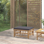 vidaXL Patio Footstool - Bamboo with Dark Gray Cushion, Modular, Comfortable Seating, Easy to Assemble