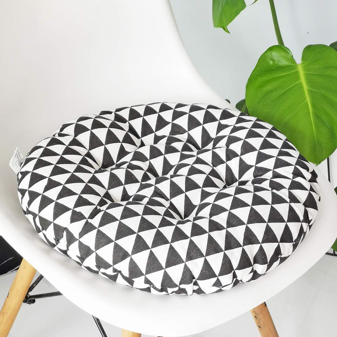 Vctops Bohemian Soft Round Chair Pad Garden Patio Home Kitchen Office Seat Cushion Black White Diameter 16'