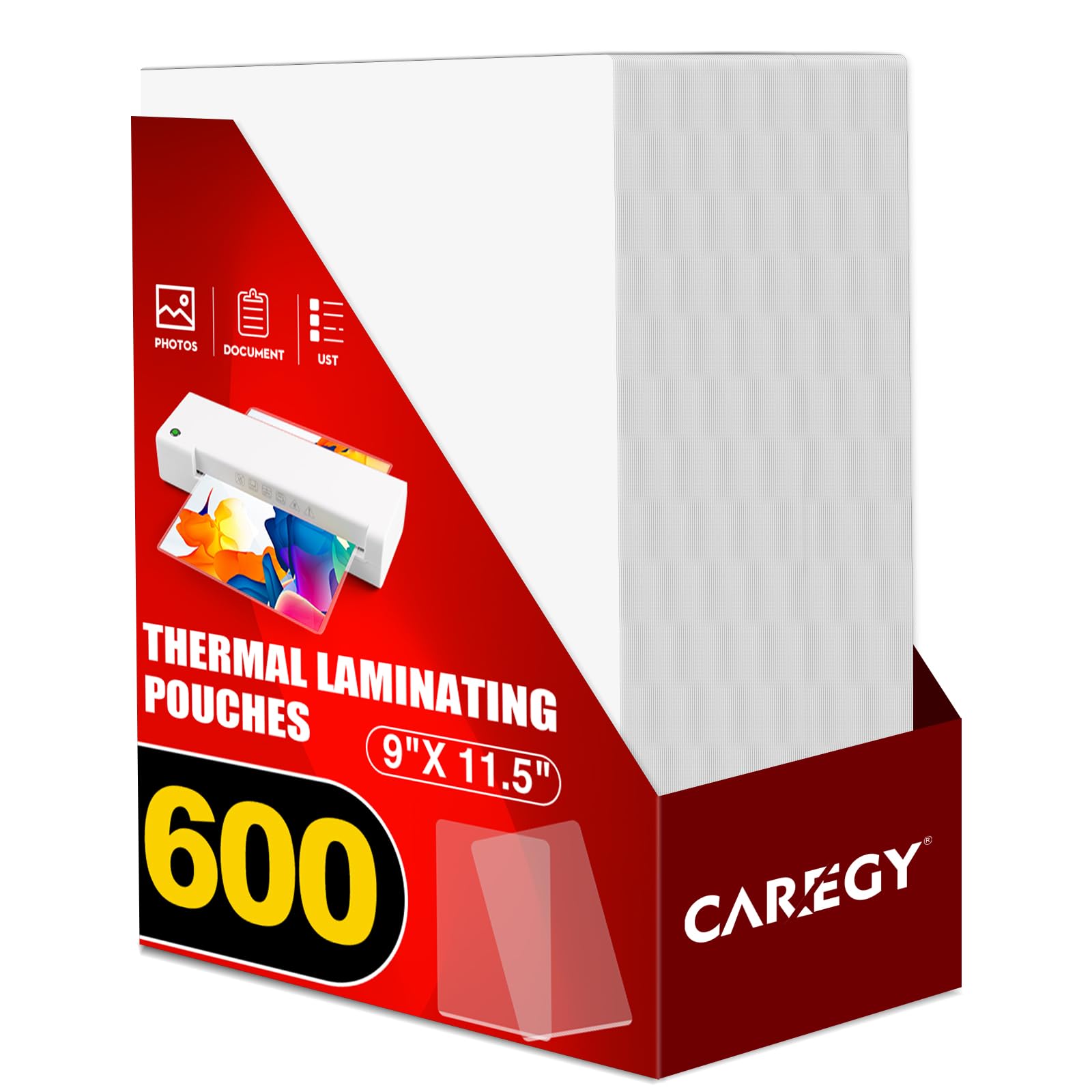 Caregy 600 Pack Laminating Sheets,Thermal Laminating Pouches, 3 Mil, 9 X 11.5 Inches Lamination Sheet Paper For Laminator, Round