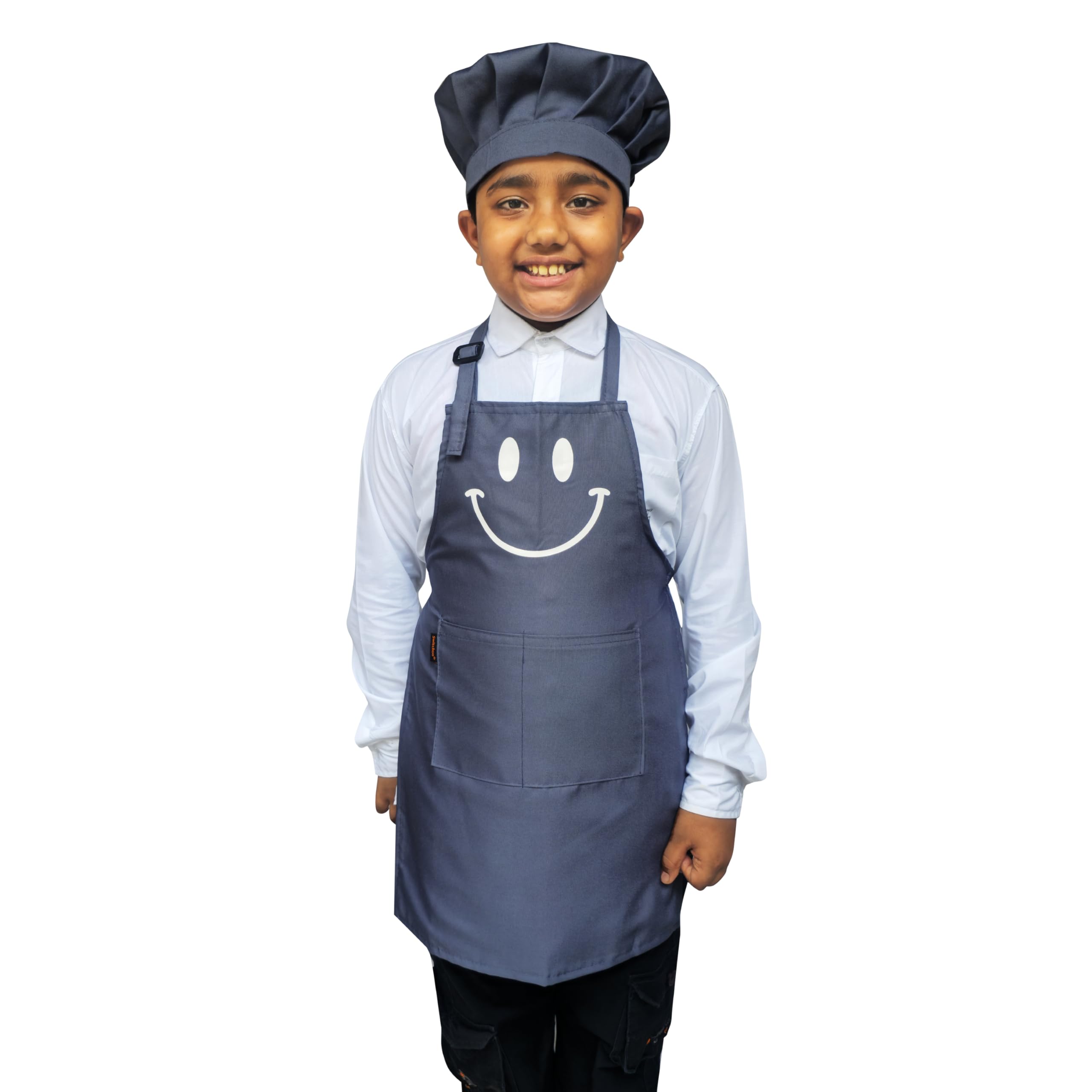 Switchon Polyester Waterproof Adjustable Kids Multi Purpose Cooking Apron With A Chef Cap School Apron  Proudly Made In India (