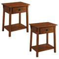 Leick Home 214411 Mission End Table with Drawer, Made with Solid Wood, Side Table for Living Room, Bedroom, and Office, 2-Pack, 