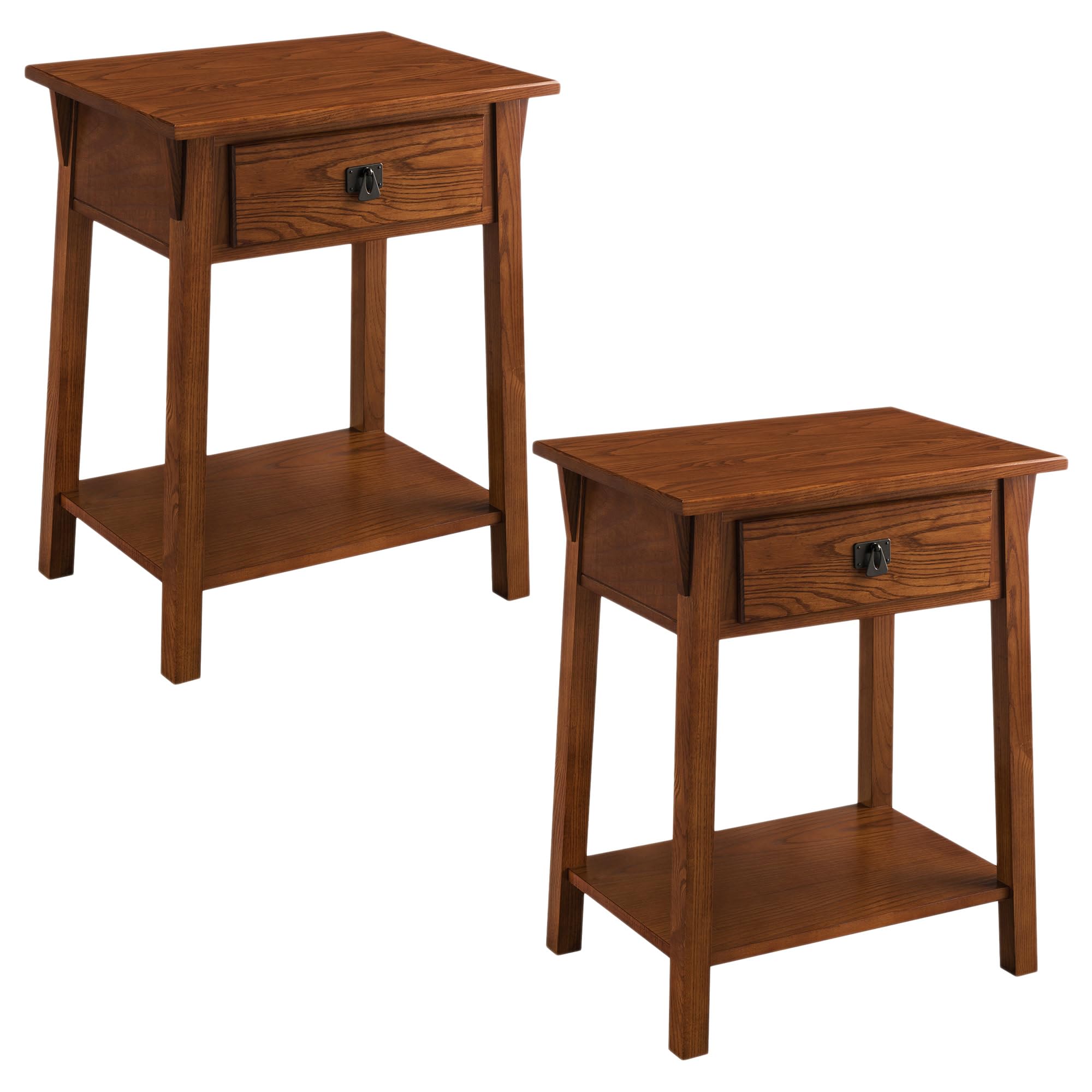 Leick Home 214411 Mission End Table with Drawer, Made with Solid Wood, Side Table for Living Room, Bedroom, and Office, 2-Pack, 