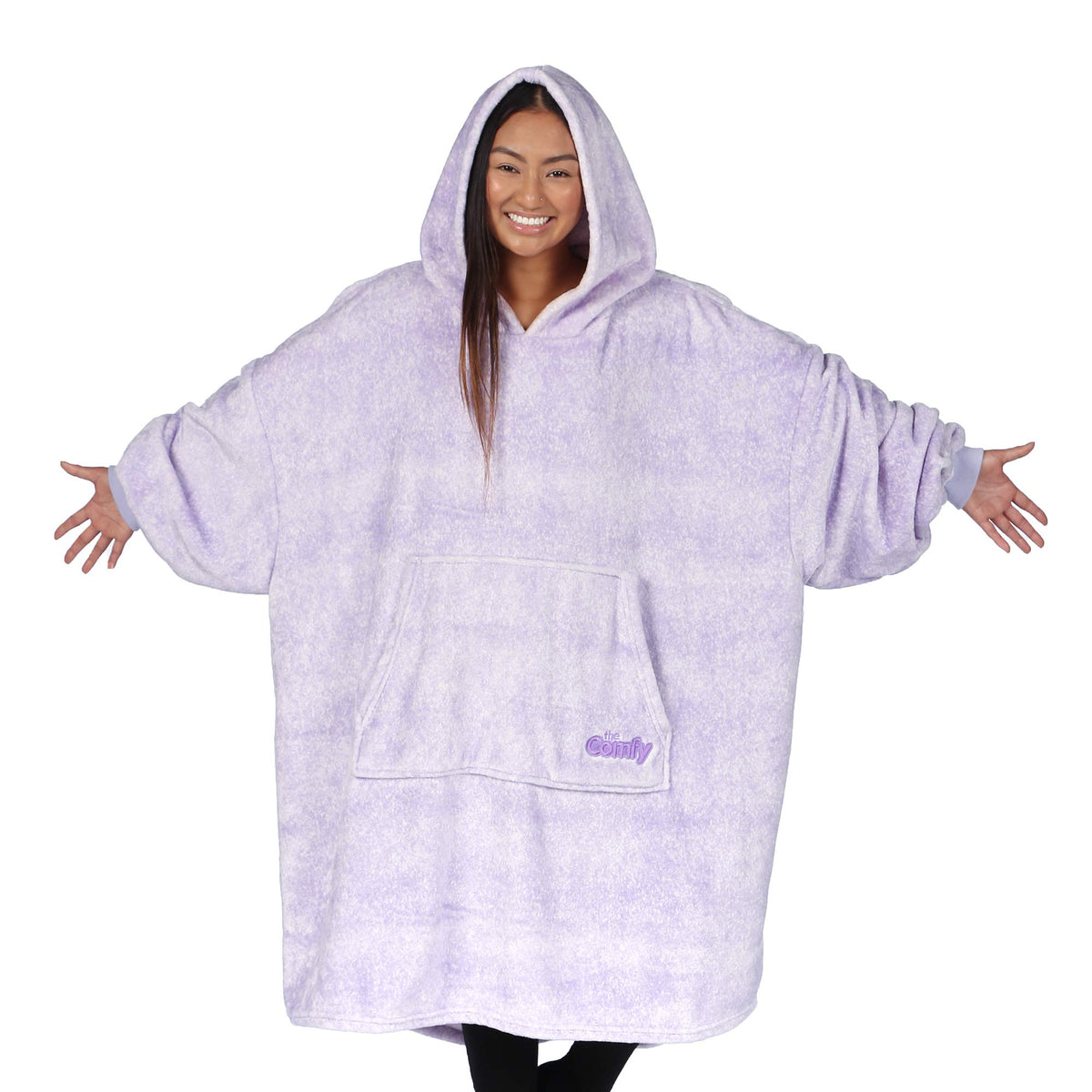 The Comfy Dream | Oversized Light Microfiber Wearable Blanket, Seen On Shark Tank, One Size Fits All, (Heather Purple)