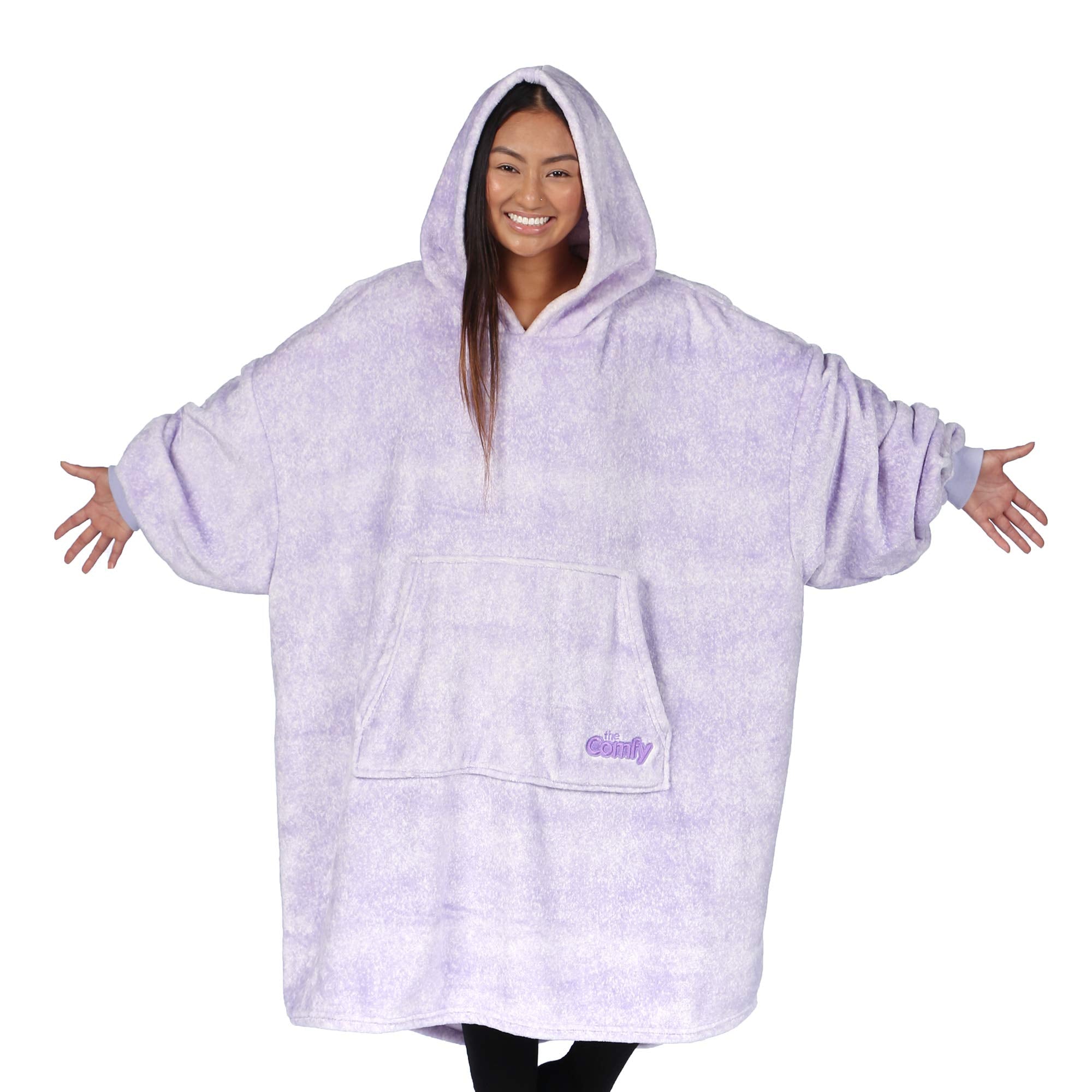 The Comfy Dream | Oversized Light Microfiber Wearable Blanket, Seen On Shark Tank, One Size Fits All, (Heather Purple)