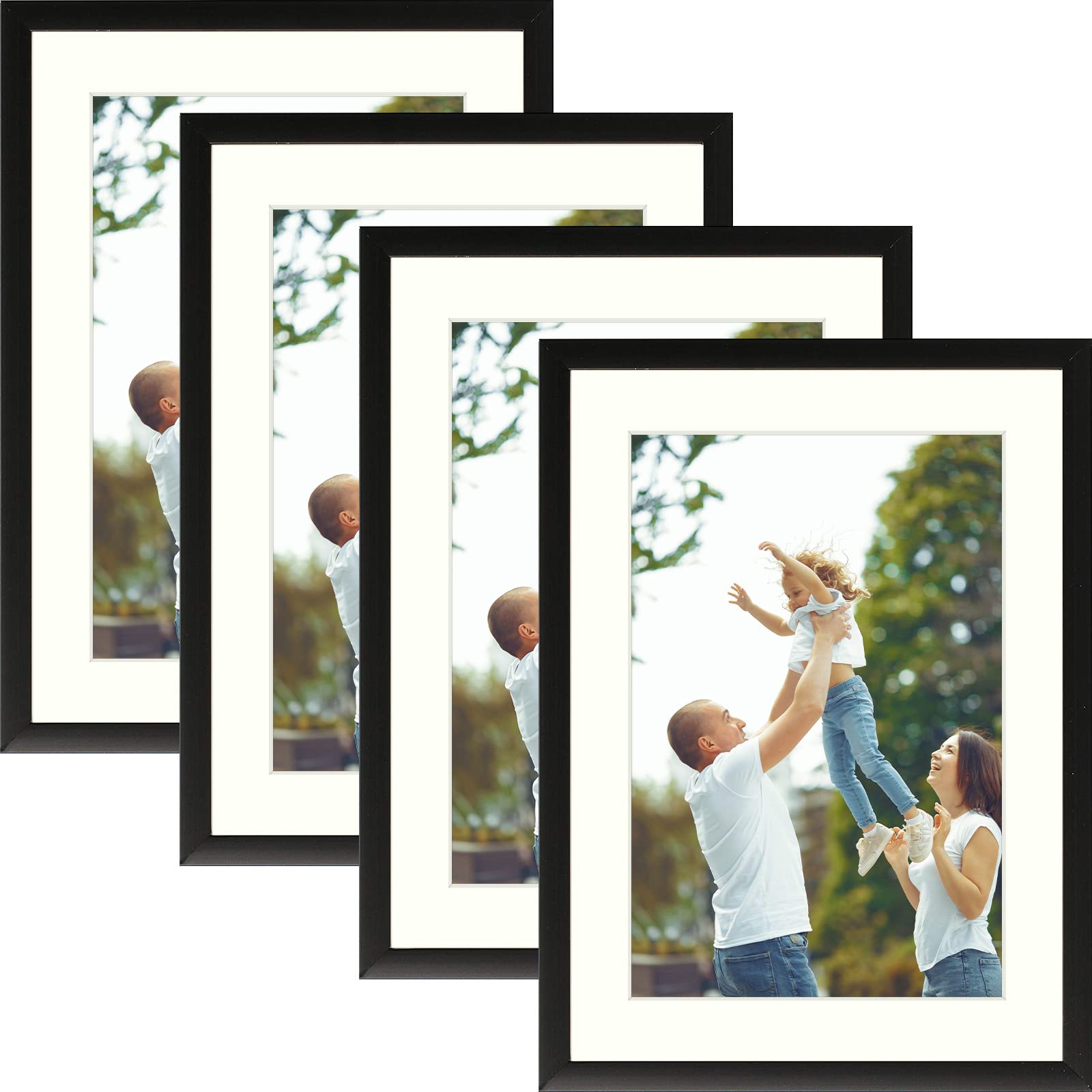 Golden State Art, Aluminum Picture Frame and Real Glass -5x7 Picture Frame with Mat for 4x6 Photo Display-Wall Decor or Tabletop