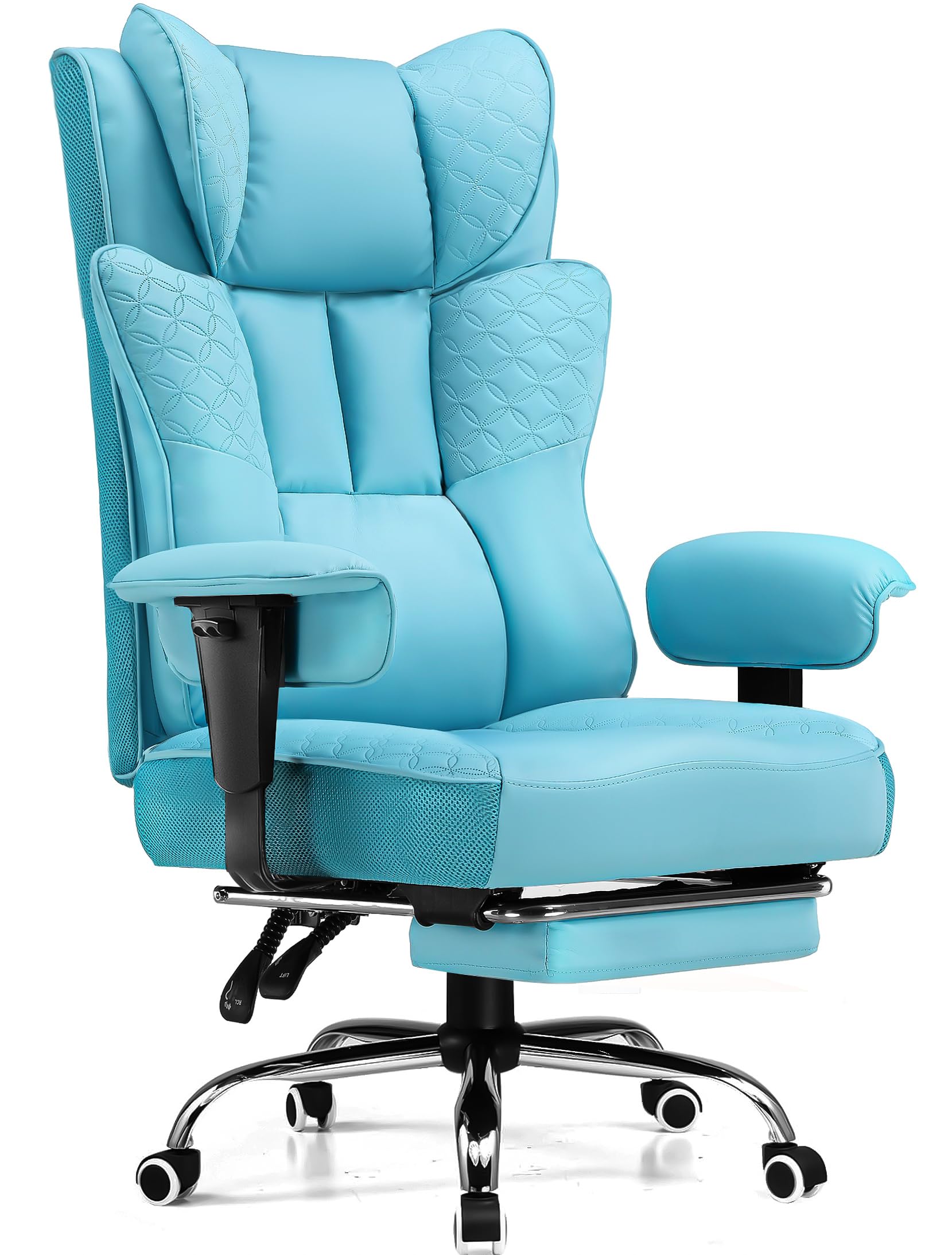 GTPLAYER Big and Tall Office Chair 400LBS Wide Ergonomic Gaming Chair with Deluxe Embossing Designed Leather with Foot Rest,150R