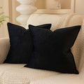 Juspurbet Black Decorative Velvet Throw Pillow Covers 22X22 Inch Set Of 2,Broadside Soft Cushion Case With Invisible Zipper For