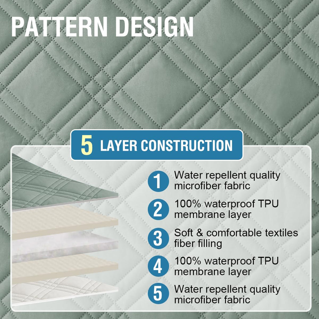 H.Versailtex 100% Waterproof Sofa Covers For 3 Cushion Couch Modern Sofa Cover For Dogs Xl Couch Covers For Oversized Sofa With Elastic Straps (Oversized Sofa, Lily Pad/Beige)