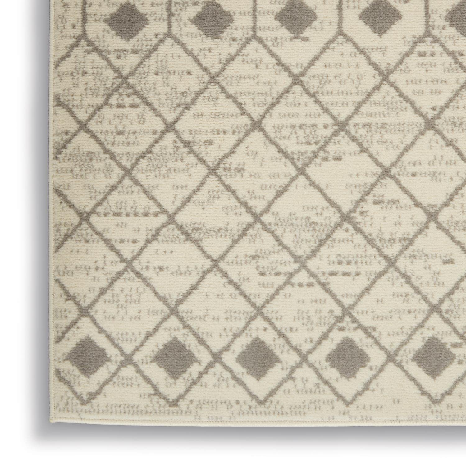 Nourison Grafix Moroccan Ivory/Grey 6' X 9' Area Rug, Easy Cleaning, Non Shedding, Bed Room, Living Room, Dining Room, Kitchen (