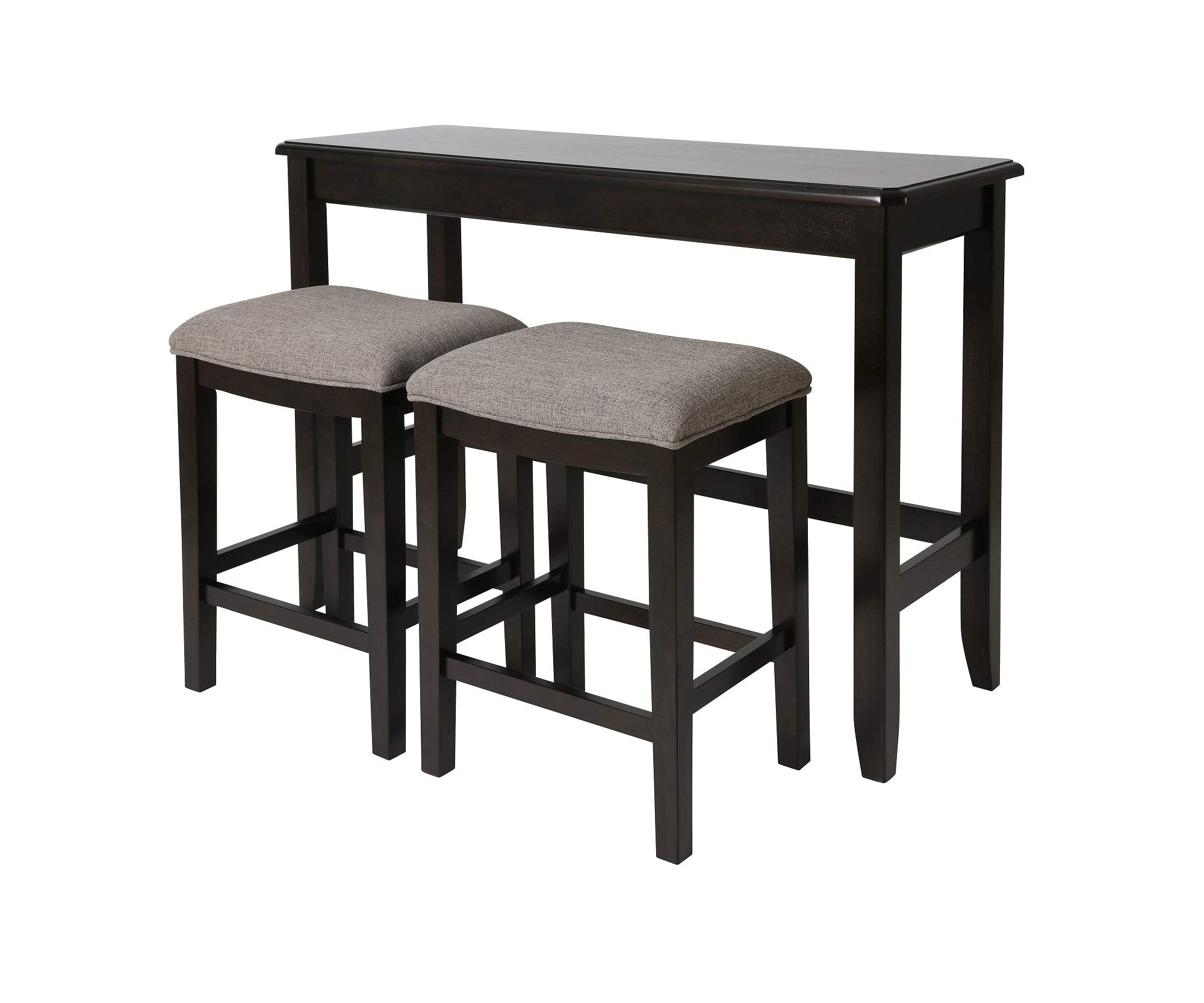 New Ridge Home Goods Brevard Pub Set of Two Sofa Table with Stools, Espresso