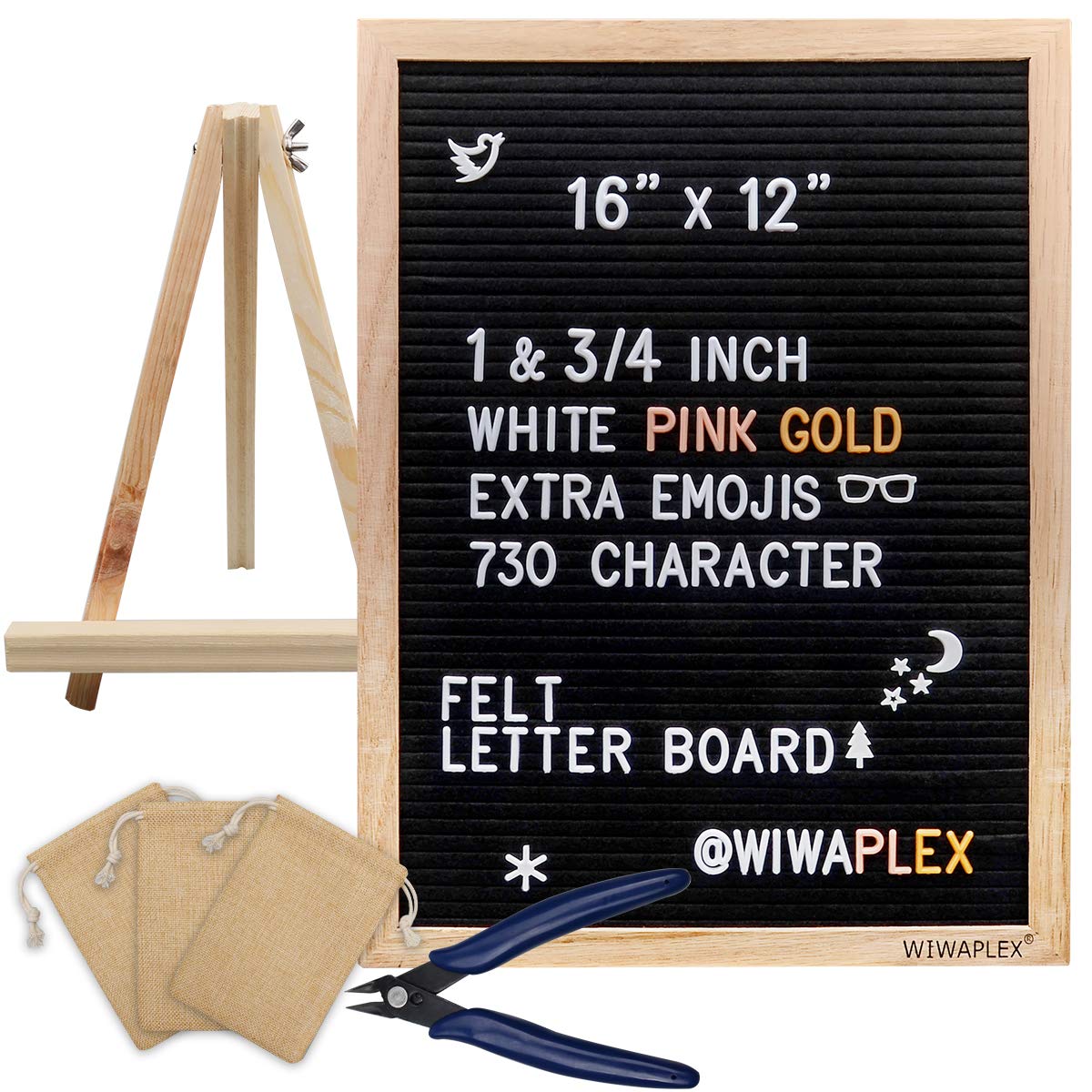 Wiwaplex Black Felt Letter Board,Word Board Sign,16 X 12 Inch Changeable Letter Board With 730 Plastic Message Board Letters Num
