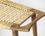 HomeRoots Mango Wood Solids, Woven Cane Natural Wood Finish Cane Stool