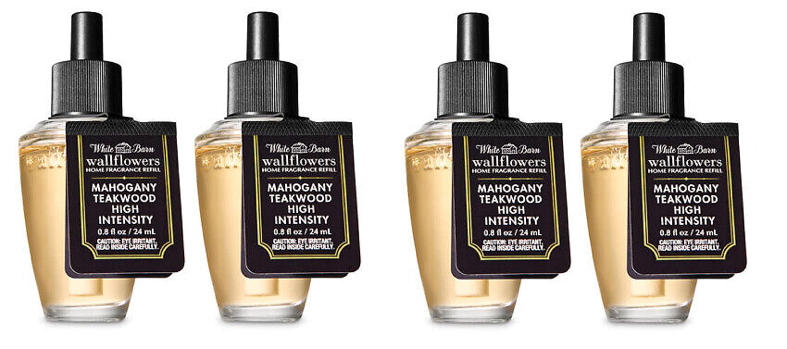 Bath and Body Works 4 Pack Mahogany Teakwood High Intensity Wallflowers Fragrance Refill 0.8 Oz.