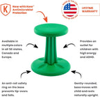 Kore Design Wobble Stool Chair, Girls + Boys Kid Desk Stools, Ergonomic Small Office Chairs, Flexible Seating For Active Kids, Add/Adhd, Classroom, School, Home, Junior (16In), Age 8-9 Yrs, Green