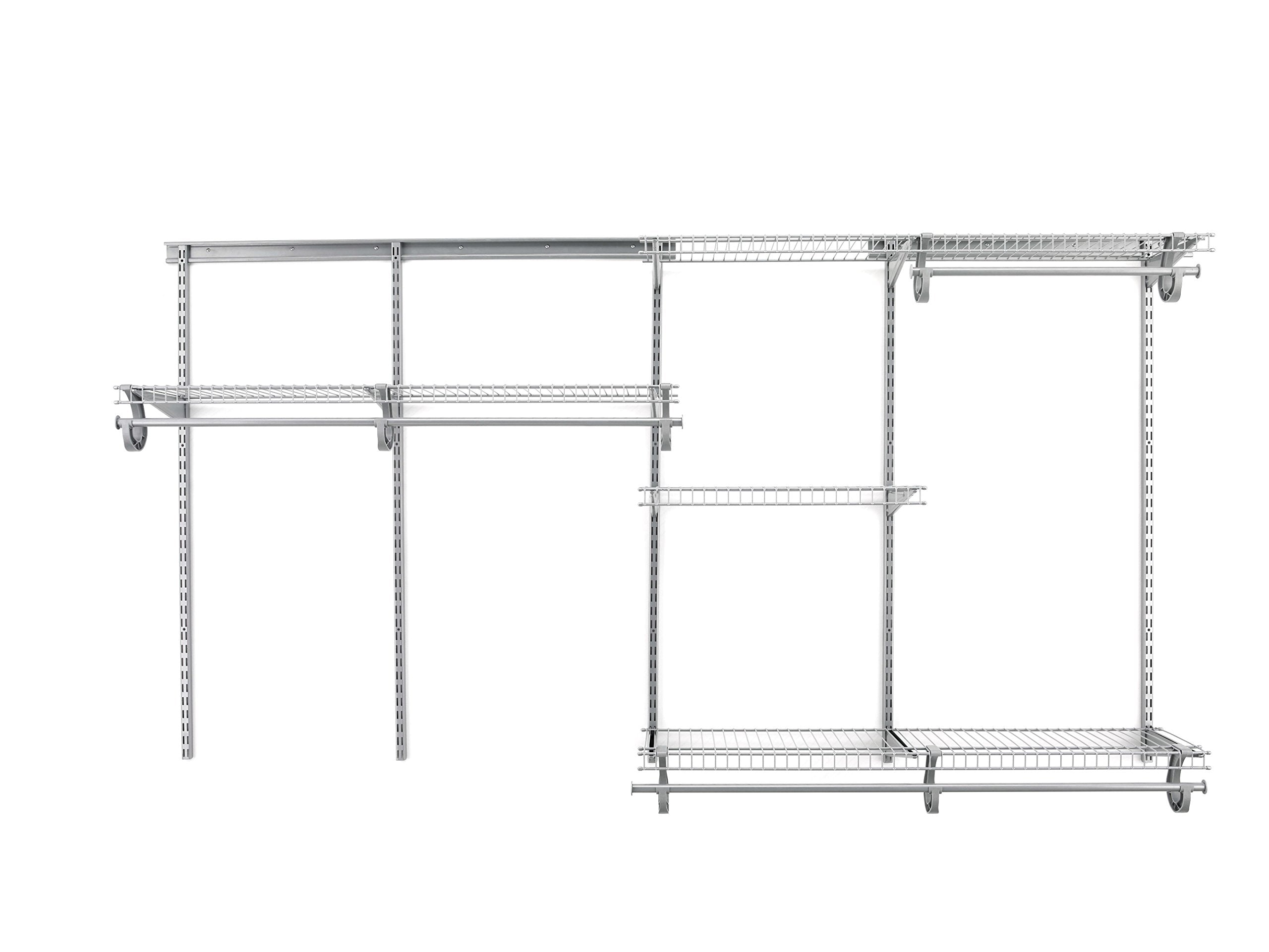 ClosetMaid ShelfTrack Wire Closet Organizer System, Adjustable from 5 to 8 Ft., With Shelves, Clothes Rods, Hardware, Durable St