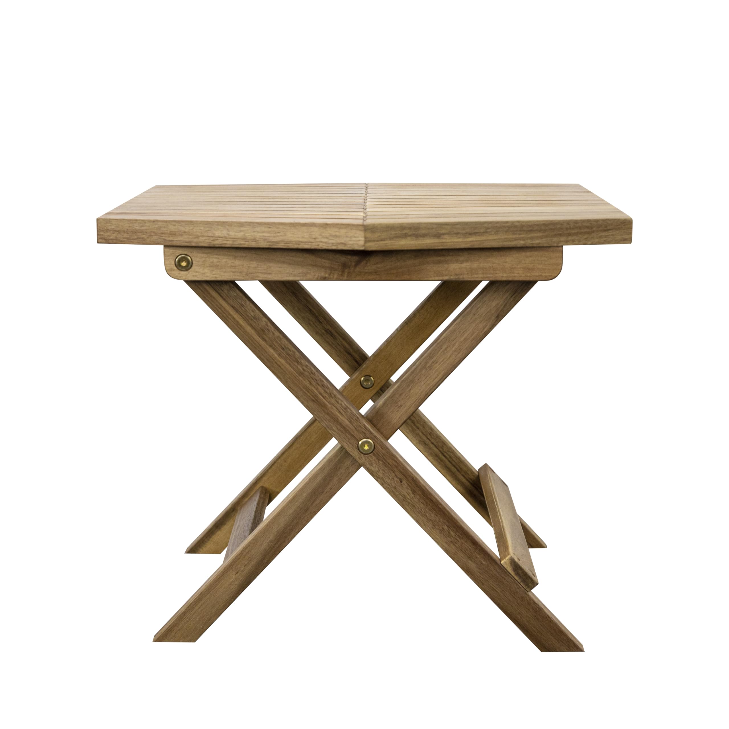 Melino Wooden Folding Table, Acacia Wooden Small Table For Indoor And Outdoor Uses, Weather Resistant And Fully Assembled (Walnu