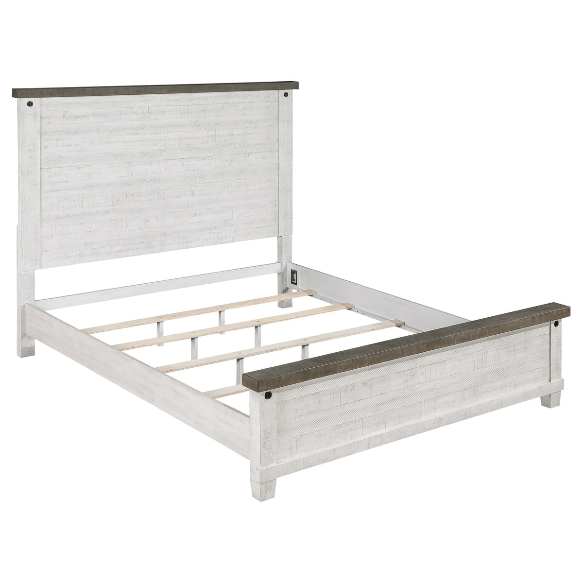 Coaster Home Furnishings Lilith Farmhouse Wood Eastern King Size Panel Bed Frame 69-Inch Headboard Distressed White 224471Ke