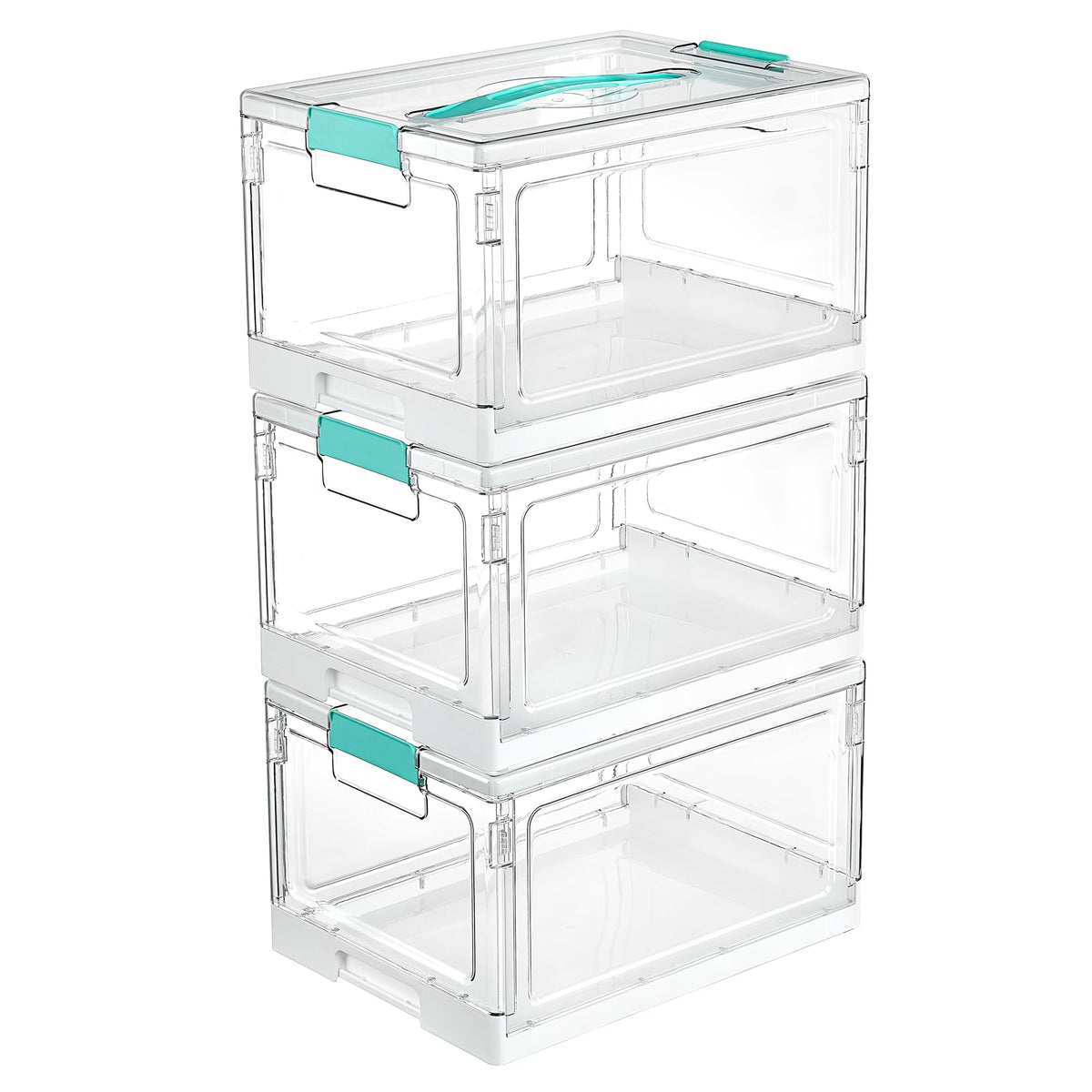 Vtopmart 24 QT Clear Plastic Stackable Storage Bins with Lids, 3 Pack