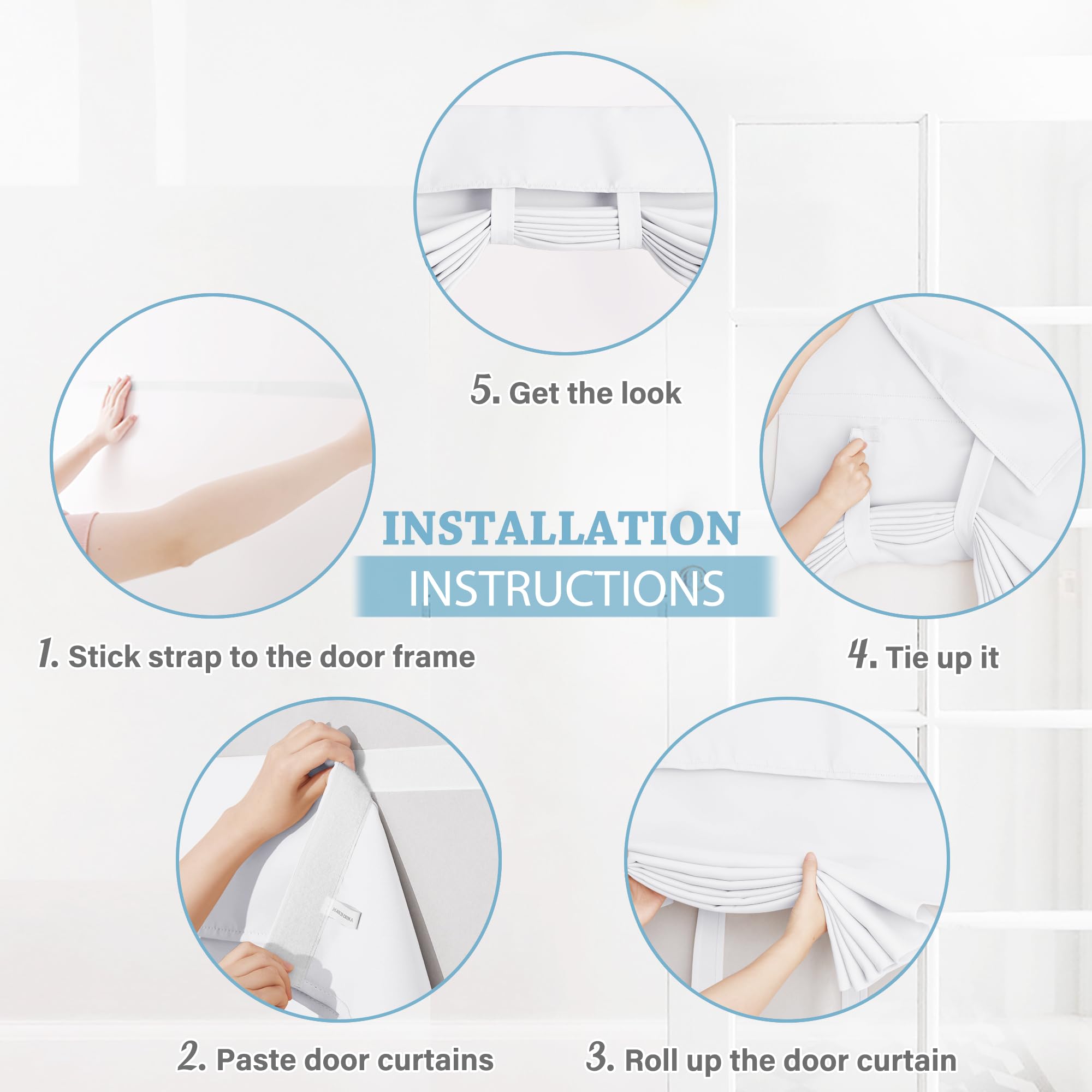 Ryb Home Blackout Door Curtains 2 Panels Set, Privacy Insulating Glass Window Door Blind Shdes For French Door Nana Door Sidelight Door Office, W 26 X L 72, Pure White