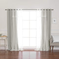 Best Home Fashion Tulle Overlay Star Cut Out Blackout Curtains (52' W X 84' L, Mm Dove)