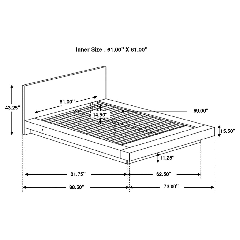 Coaster Home Furnishings Jessica Contemporary Wood Queen Size LED Platform Bed 43-inch Headboard Cappuccino 200711Q