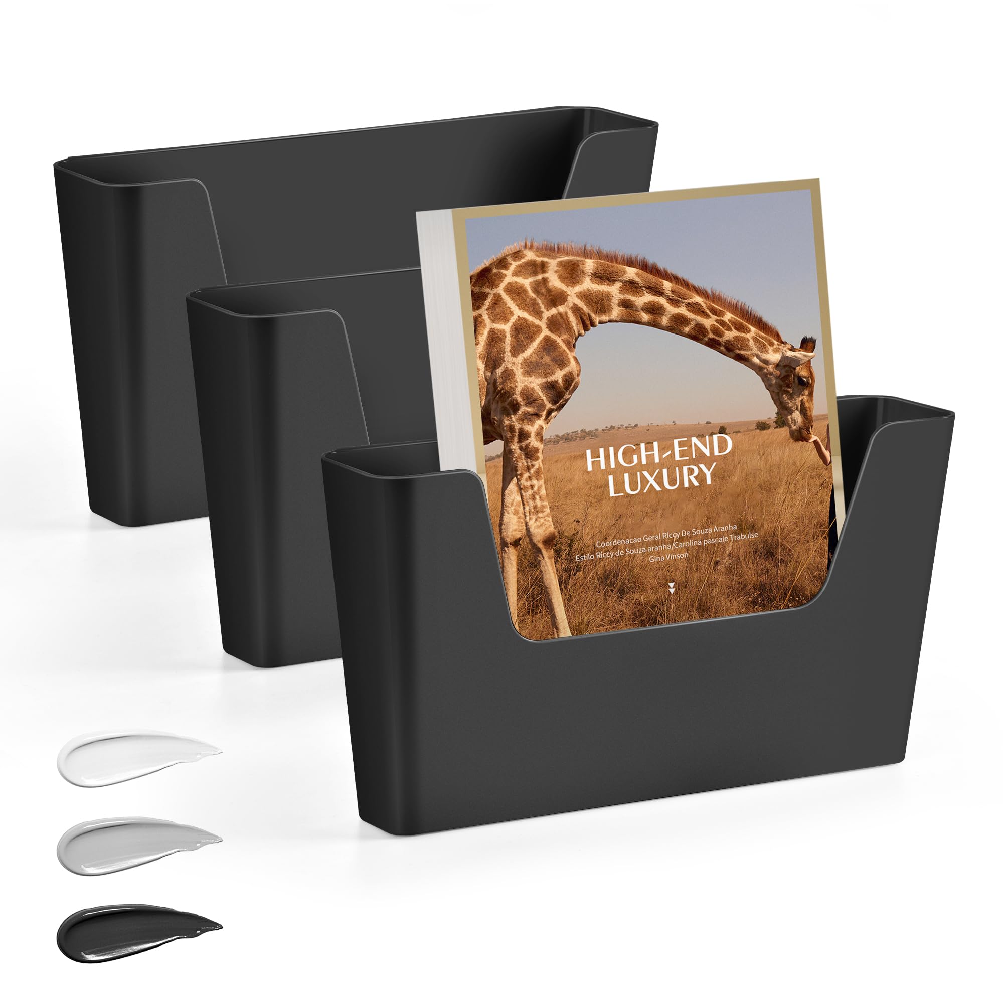 Jomola No Drilling Wall File Holder 3 Pack Mail Organizer Adhesive Wall Mount File Organizer Holder Office Wall Hanging Files Or