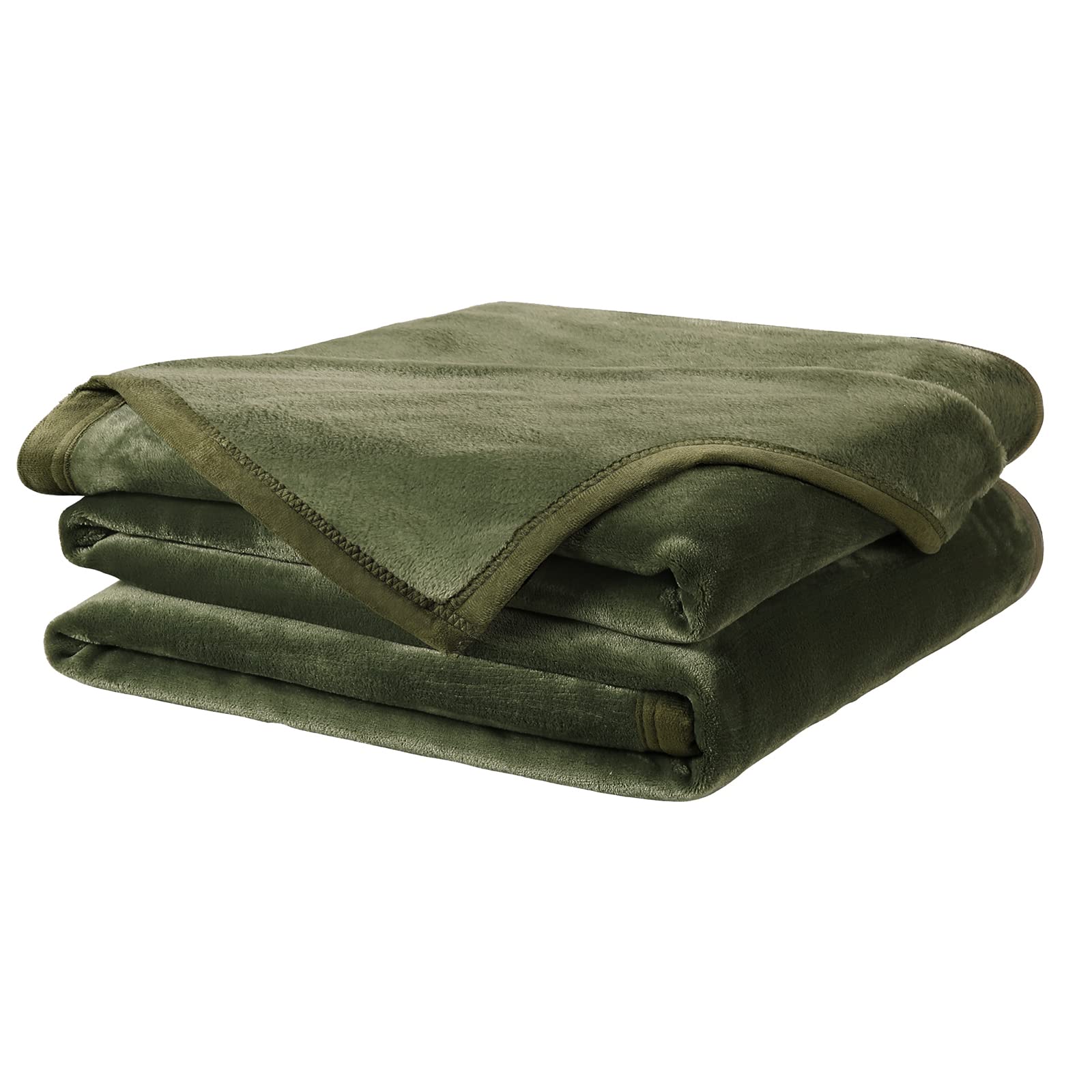 Soft Queen Size Blanket Warm Fuzzy Microplush Lightweight Thermal Fleece Blankets For Couch Bed Sofa,90X90 Inch, Olive Green